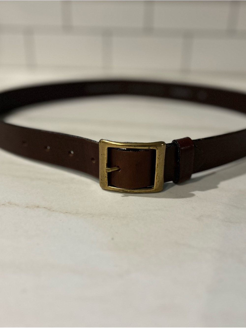 Club Monaco Men's Dark Brown Leather Belt - Made in England - Size 34